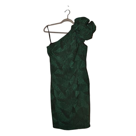 TADASHI SHOJI $368 Textured Puff Sleeve One Shoulder Cocktail‎ Dress size 6 - Picture 3 of 6